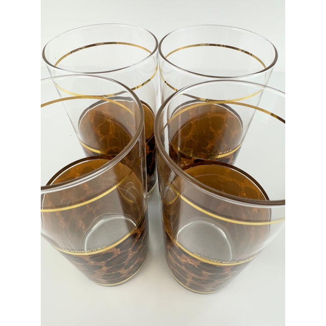 Gold Vintage Mid Century Culver Leopard Print Whiskey Lowball, Set of 4 For Sale - Image 8 of 9