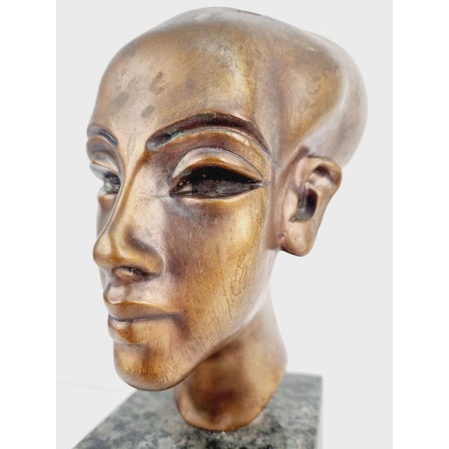Copper Head of Nefertiti, 1920s-1940s, Bronze For Sale - Image 8 of 12