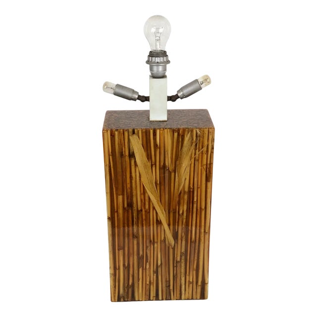 Bamboo Resin Table Lamp by Riccardo Marzi, Italy, 1970s For Sale