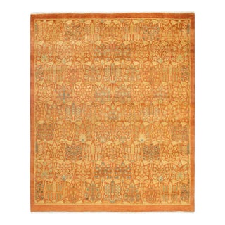 Vintage Moroccan Hand Knotted Wool Area Rug, Orange - 7'10" X 8'1" For Sale