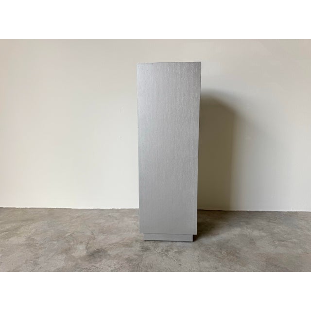 Silver Vintage Postmodern Silver Wood Pedestal For Sale - Image 8 of 12