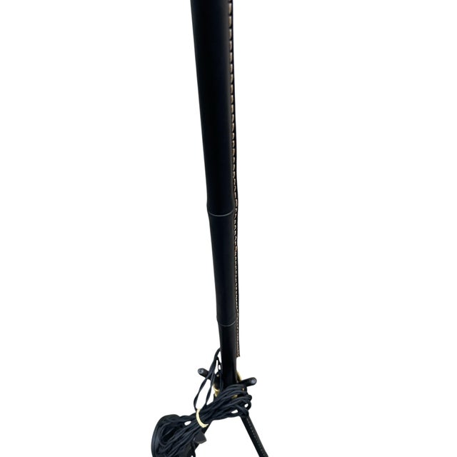 Mid-Century Modern Stitched Leather Floor Lamp from Jacques Adnet, 1950s For Sale - Image 3 of 11