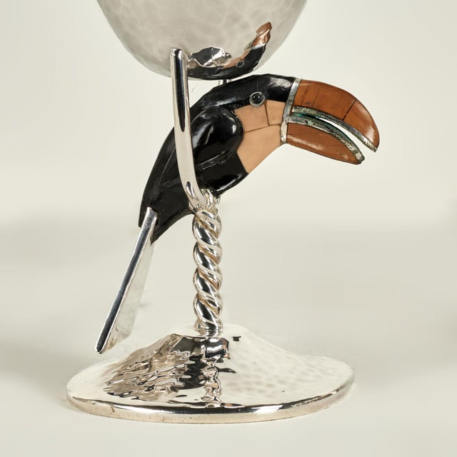 Vintage Silver on Copper Goblets or Stemware With Toucans - Set of Fourteen For Sale - Image 11 of 14