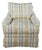 Vintage Swaim Yellow & Blue Plaid Down Filled Library Club Skirted Arm Chair For Sale