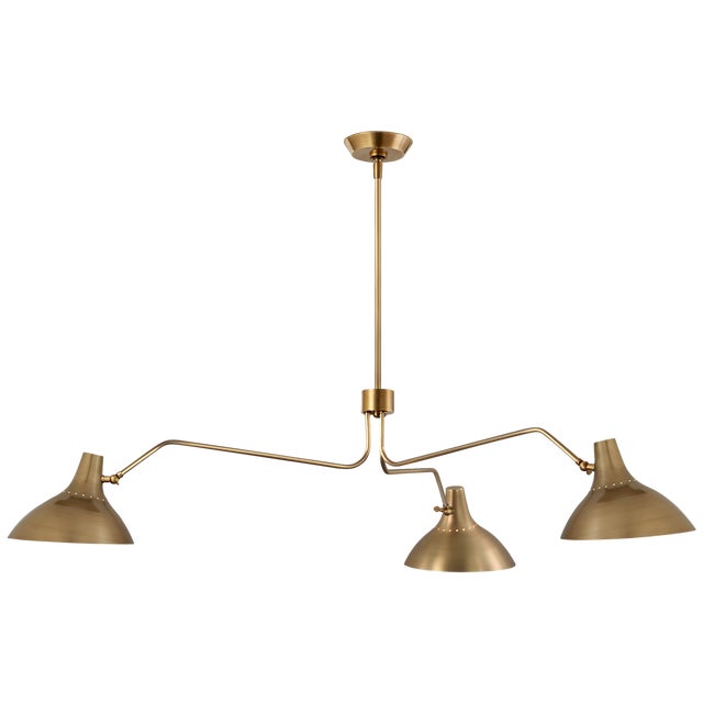 Charlton Large Triple Arm Chandelier in Hand-Rubbed Antique Brass Designer: AERIN Fixture Height: 11.25" Min. Custom...