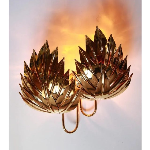 Large Gilt Brass Palm Wall Lamp from Maison Jansen, 1970s For Sale - Image 16 of 18