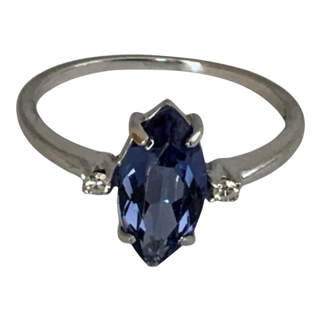 Ladies 14 Kt Ring With Lolite and Diamonds For Sale