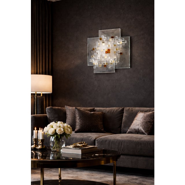 Poliarte Murano Wall or Ceiling Lamp by Albano Poli for Poliarte Pavo, 1970s For Sale - Image 4 of 16