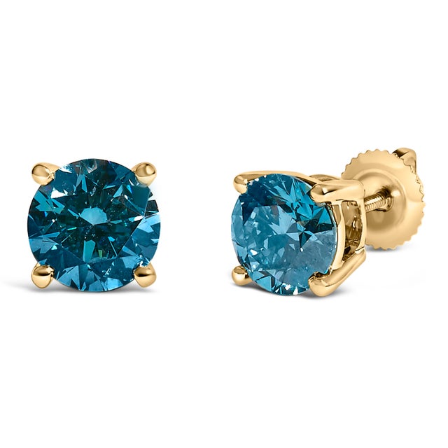 Imbued with the ethereal glow of ocean blues, these 3.00 cttw blue lab-grown diamond stud earrings are a symphony of...