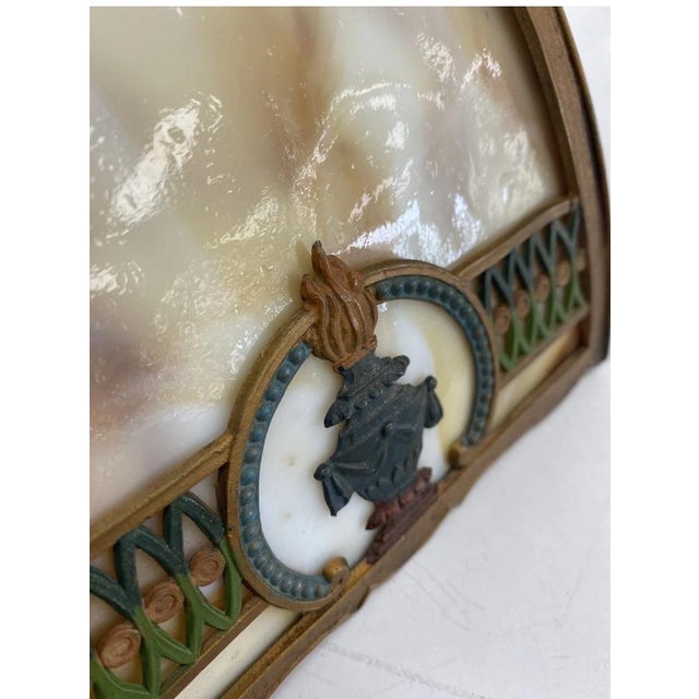 Antique Art Nouveau 8-Panel Slag Glass Lamp Shade . Antique 8-Panel Slag Glass Lamp Shade - Art Nouveau / Arts & Crafts Style. For Sale - Image 10 of 12