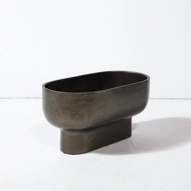 Late 20th Century Modernist Bronze Hue Ceramic Orchid Vase/Occasional Bowl For Sale In New York - Image 6 of 13
