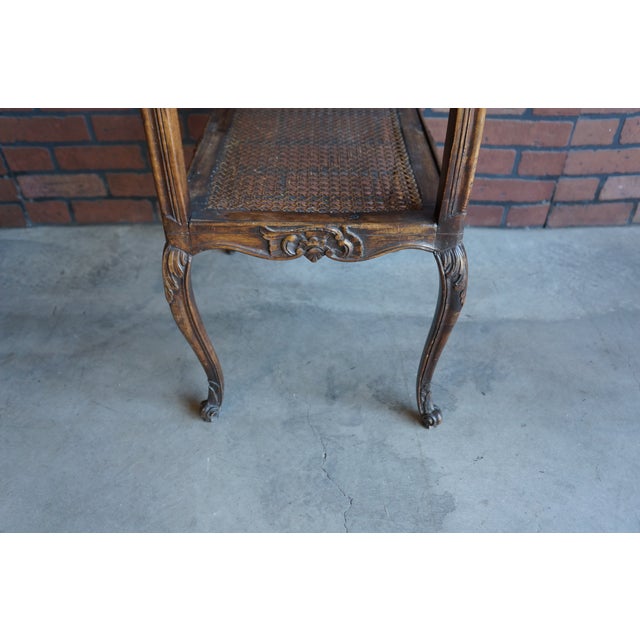 Wood Antique French Carved Walnut Cane End Table For Sale - Image 7 of 9