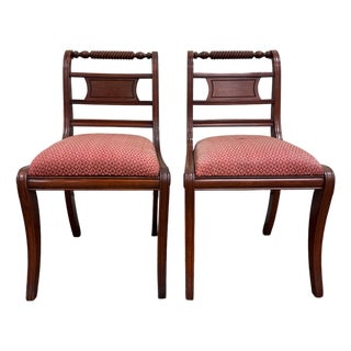 Vintage Willett Furniture Regency Style Barley Twist Top Mahogany Dining Chairs For Sale
