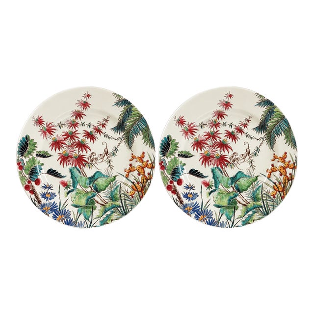 Vintage Gien France “Tamarin” Small Plates / Wine Coasters — Set of 2 For Sale