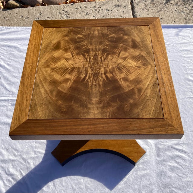 Pair of Bookmatched Walnut End Tables From Baker For Sale - Image 9 of 13