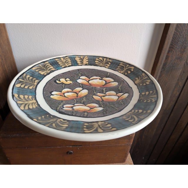 Vintage Boris Vitlin Shallow Footed Majolica Bowl/Platter ~ Ceramic, Circa 1990s For Sale - Image 14 of 14
