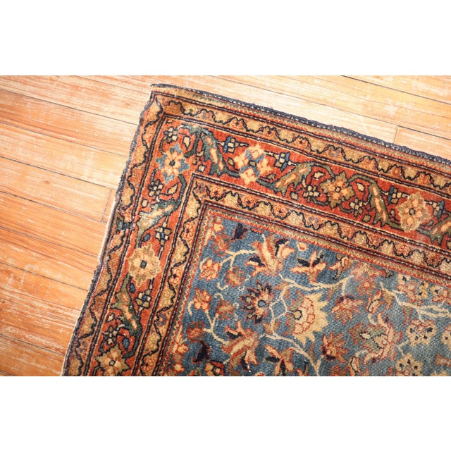 An early 20th century rare small square size persian sarouk ferehan distressed rug