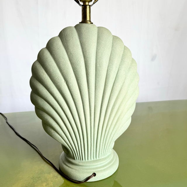 Ceramic Postmodern Mint Green Ceramic Clam Shell Table Lamp For Sale - Image 7 of 8
