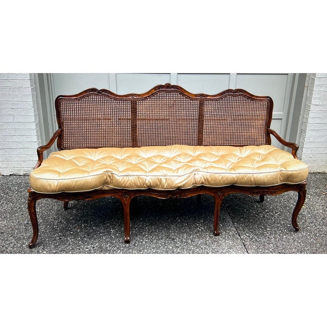 French 19th Century Louis XIV Walnut and Cane Canape For Sale - Image 3 of 4