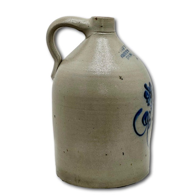 Excellent Antique American Blue Flower Decorated 2 Gallon Jug by New York Stoneware Company Fort Edwards - Circa Mid 1800s For Sale - Image 12 of 18