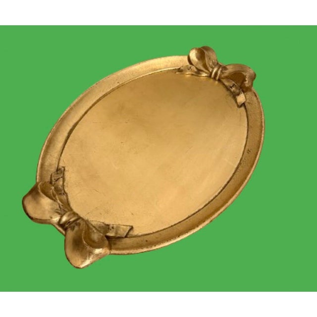 Vintage Italian Gold Leaf Wood Serving Tray For Sale In Miami - Image 6 of 10