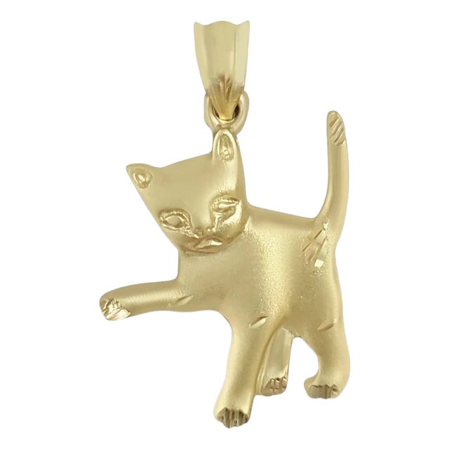 Kitten with Diamond Cuts & Matte Finish Charm For Sale