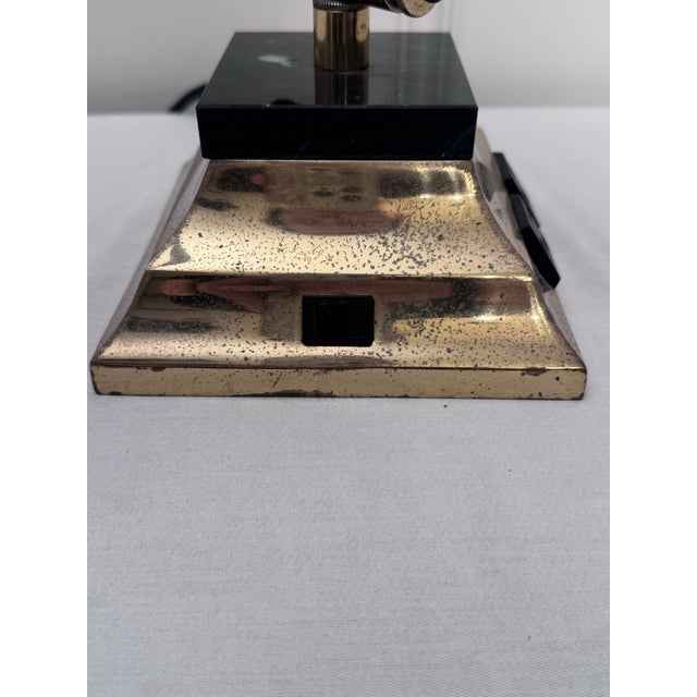Vintage Traditional Patinated Brass and Black Marble Tabletop Adjustable Desk Lamp For Sale - Image 11 of 12