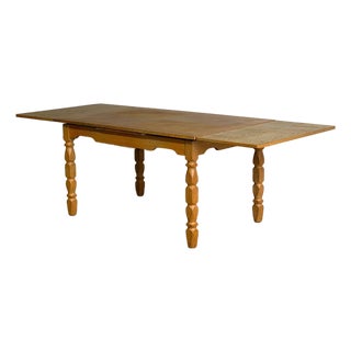 Vintage Danish Oak Expandable Dining Table by Henning Kjærnulf Draw Leaf Table MCM For Sale