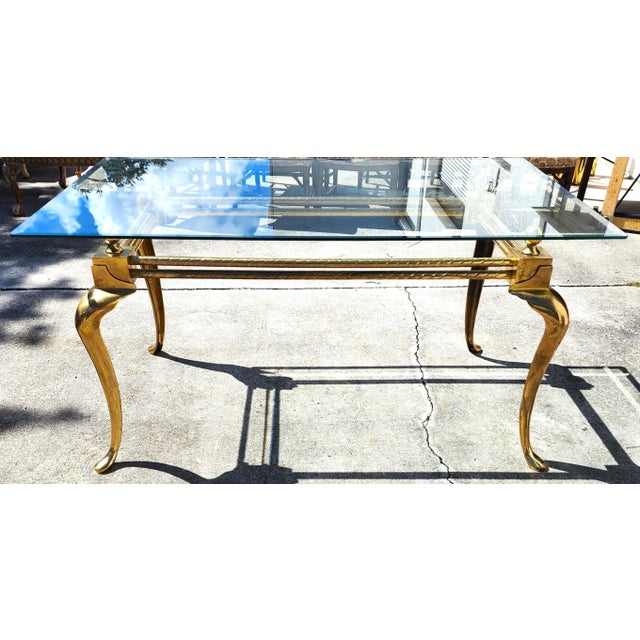 La Barge Brass Dining Table Desk 1970s For Sale - Image 13 of 16