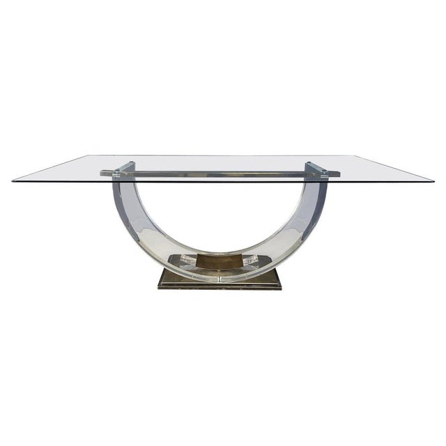 Vintage Acrylic Glass and Brass Dining Table, 1970s For Sale - Image 13 of 13