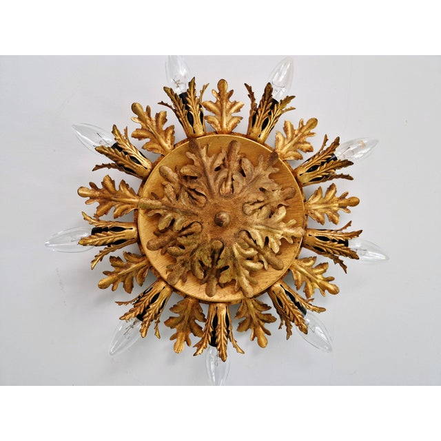 Floral Ceiling Light in Gilded Metal from Banci Firenze, Italy, 1970 For Sale - Image 13 of 13
