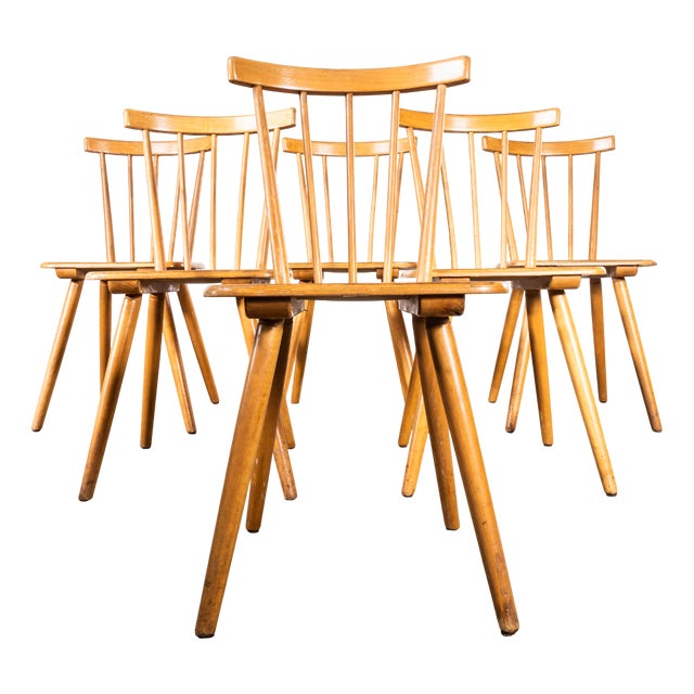Stick Back Dining Chairs, 1950s, Set of 6 For Sale