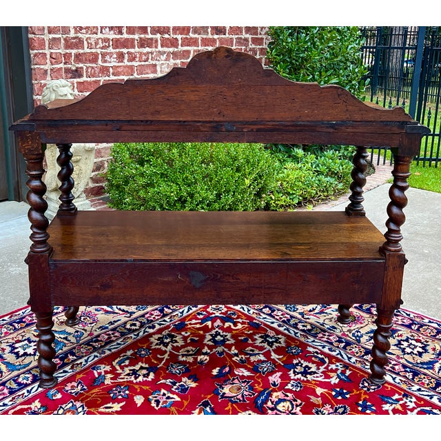 Antique French Sideboard Server Console Sofa Table Barley Twist Tiger Oak 19c For Sale - Image 12 of 12
