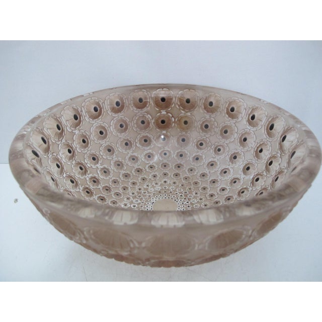 Rene Lalique France Sepia Nemours Poppy Flower Art Deco Glass 10" Bowl For Sale In Portland, OR - Image 6 of 14