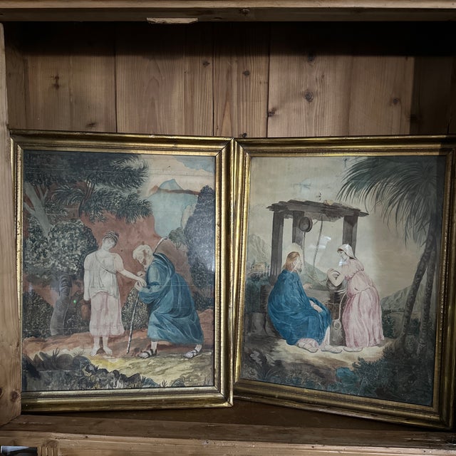 original work on paper.this I believe the paper. The art work is very old and shows signs of its aging .The frame is...