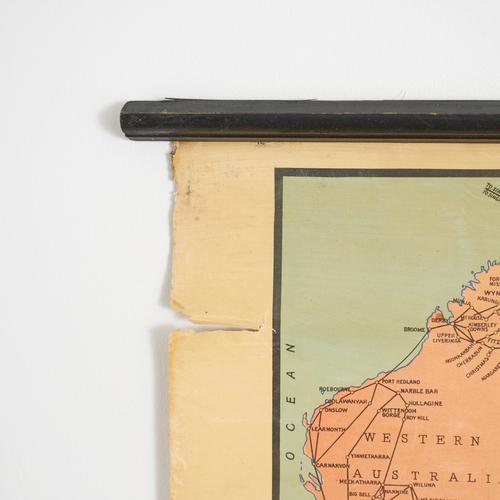 Brown Vintage Australia Wall Map by W. & A.K. Johnston, 1950s For Sale - Image 8 of 10
