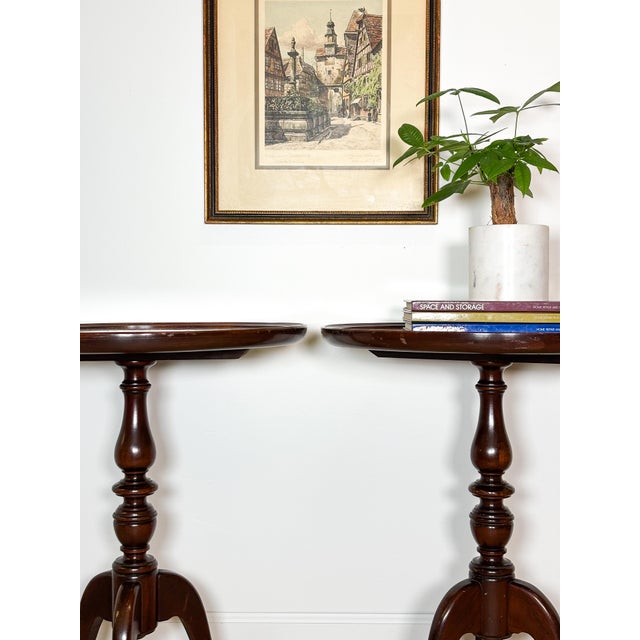 1940s Vintage Mahogany Pedestal Tables by Brandt For Sale - Image 5 of 9