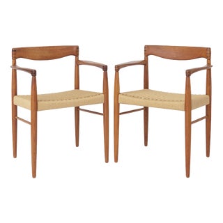 Danish Armchairs in Teak and Paper Cord by H.W. Klein for Bramin, 1960s, Set of 2 For Sale