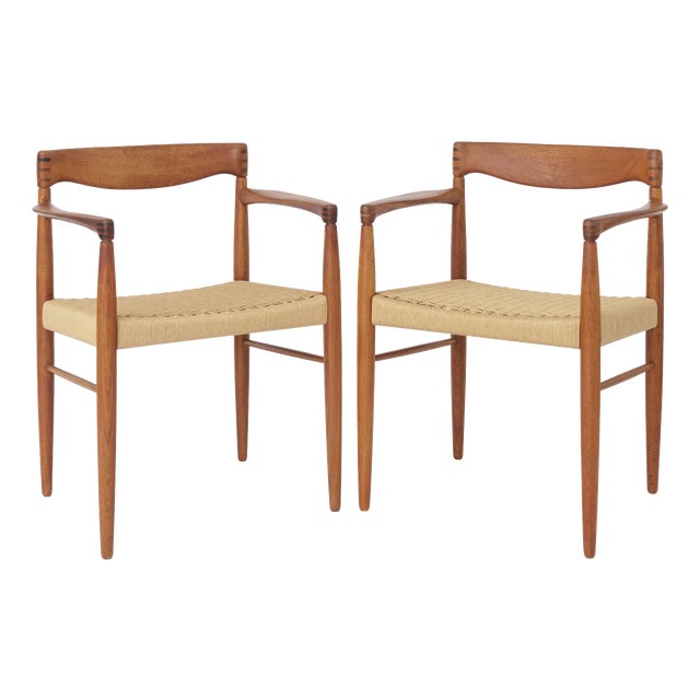 Danish Armchairs in Teak and Paper Cord by H.W. Klein for Bramin, 1960s, Set of 2 For Sale