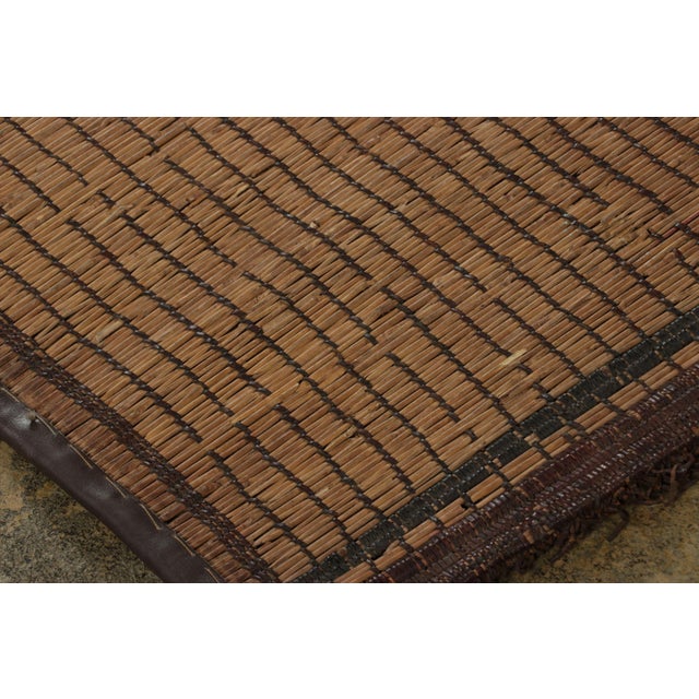 Traditional Vintage Tuareg Mat Runner, Brown With Rich Leather Stripes – Rug & Kilim For Sale - Image 3 of 7