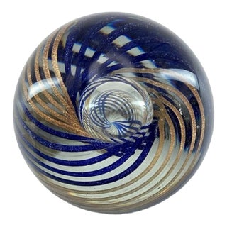 Murano E&r Golden Crown Art Glass 3 1/8 Inch Paperweight (Vintage 1980s) Italy For Sale