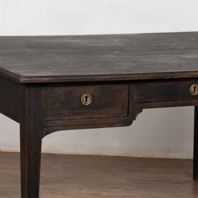 19th Century Swedish Black Painted Pine Partner’s Desk For Sale - Image 9 of 14