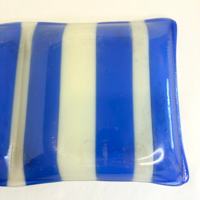 Vintage Fused Rectangular Wavy Striped Art Glass Plate Tray For Sale In Cleveland - Image 6 of 12