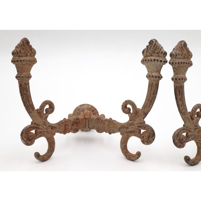 Victorian Pair of Antique Victorian Painted Cast Iron Hall Tree Hooks For Sale - Image 3 of 7