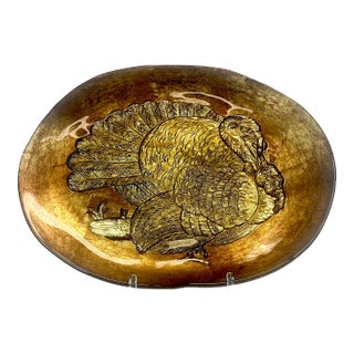 1980s Vintage Italian Venetian Boho Chic Hand Blown Glass Thanksgiving Turkey Platter. For Sale