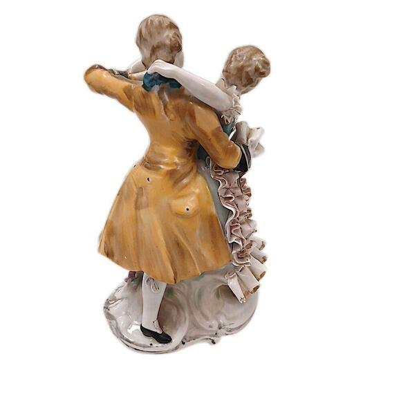 Realism Antique German Amorous Dancing Couple Porcelain Figurine Waltz Beethovan Ca 1890 For Sale - Image 3 of 10