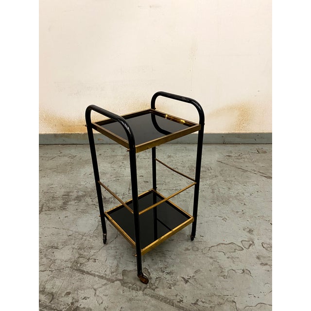 Black Vintage Bar Cart For Sale - Image 8 of 9