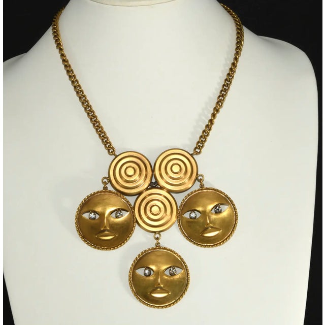 This is Joseff of Hollywood's Moon God necklace featuring three dangling moons with dangling clear rhinestone eyes. This...