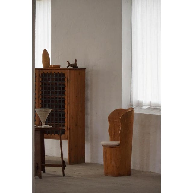 Mid-Century Modern Brutalist Swedish Stump Chair in Pine & Bouclé, 1970s For Sale - Image 14 of 17