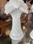 Lovely pair of vintage plaster Palm Beach palm tree leaf tree frond tropical lamps. White gloss lacquer. All new wiring,...